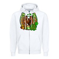 White St. Patrick's Day horse horseshoe Zipper Hoodie - OliviaCreatesArt