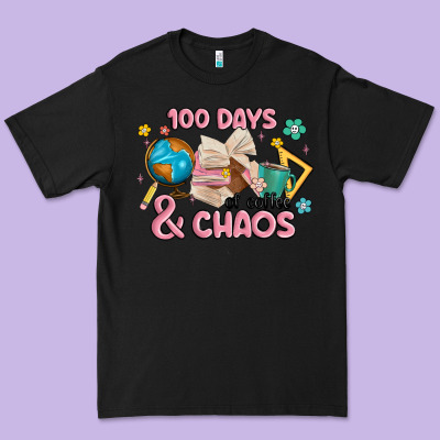 100 Days Of Coffe And Chaos Premium Tee Designed By Maliassmallbusiness