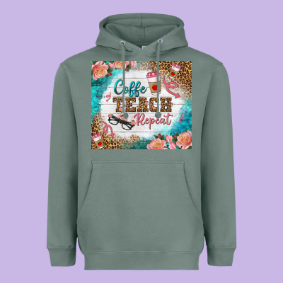 Coffee Teach Repeat Tumbler Heavyweight Hoodie Designed By Bundleandbundleshop