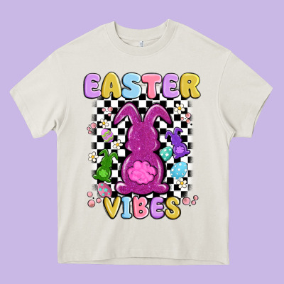 Easter Vibes Peep Faux Sequin Heavy Core Tee Designed By Maliassmallbusiness
