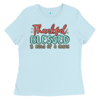 Baby Blue thankful blessed and kind of a mess Ladies Tee - MaliasSmallBusiness