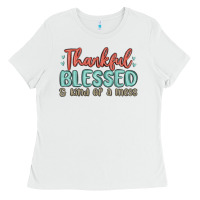 White thankful blessed and kind of a mess Ladies Tee - MaliasSmallBusiness