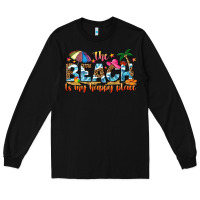 Black the beach is my happy place Long Sleeve Tee - NancyCooperArtShop