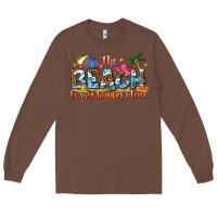 Chestnut the beach is my happy place Long Sleeve Tee - NancyCooperArtShop