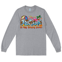 Heather Grey the beach is my happy place Long Sleeve Tee - NancyCooperArtShop