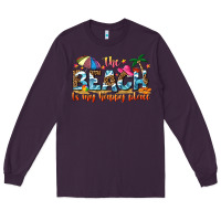 Plum the beach is my happy place Long Sleeve Tee - NancyCooperArtShop