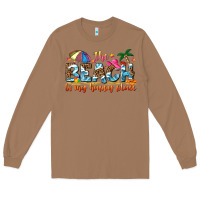 Toasted Coconut the beach is my happy place Long Sleeve Tee - NancyCooperArtShop