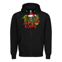 Black christmas maw claus Zipper Hoodie - FaDigitalArtStudio