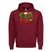 Burgundy christmas maw claus Zipper Hoodie - FaDigitalArtStudio