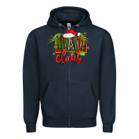 Navy christmas maw claus Zipper Hoodie - FaDigitalArtStudio