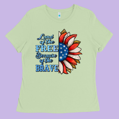 Patriotic Sunflower Ladies Tee Designed By Jasminsmagicworld