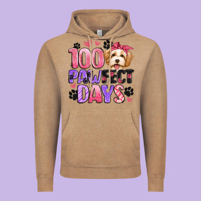 100 Pawfect Days Vintage Hoodie Designed By Artiststas