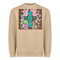Western He Is Risen With Rabbit Heavyweight Sweatshirt | Teevron