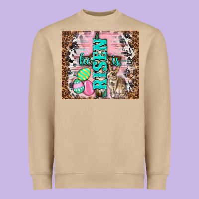 Western He Is Risen With Rabbit Heavyweight Sweatshirt Designed By Tumblerdesignbyshophia
