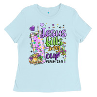 Baby Blue mardi gras jesus fills my cup Ladies Tee - MaliasSmallBusiness