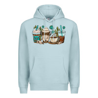Blue Mist bull skull coffee cups Premium Hoodie - OliviaCreatesArt