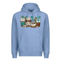 Colony Blue bull skull coffee cups Premium Hoodie - OliviaCreatesArt