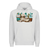 Dove Grey bull skull coffee cups Premium Hoodie - OliviaCreatesArt