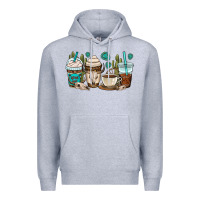 Heather Grey bull skull coffee cups Premium Hoodie - OliviaCreatesArt