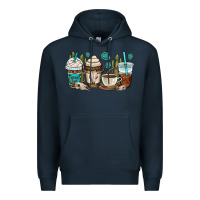 Navy bull skull coffee cups Premium Hoodie - OliviaCreatesArt