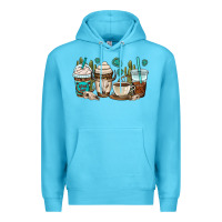 Ocean Blue bull skull coffee cups Premium Hoodie - OliviaCreatesArt
