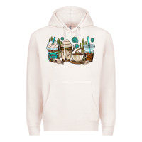Pale Pink bull skull coffee cups Premium Hoodie - OliviaCreatesArt
