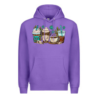 Purple bull skull coffee cups Premium Hoodie - OliviaCreatesArt