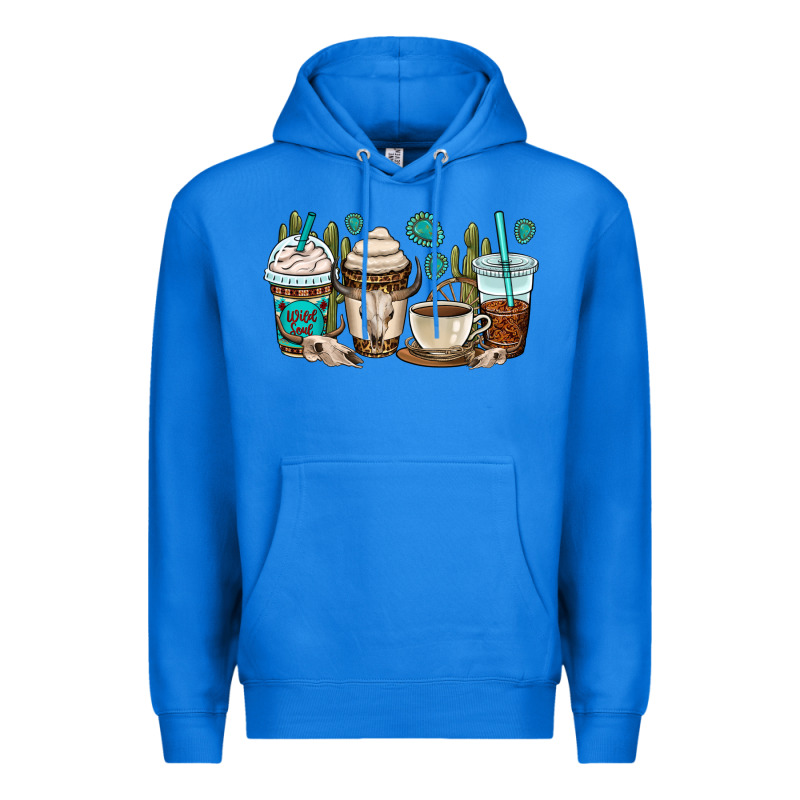 Bull Skull Coffee Cups Premium Hoodie by OliviaCreatesArt | Teevron