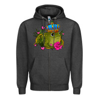 Charcoal Heather valentines day frog prince olivia Zipper Hoodie - OliviaCreatesArt