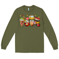 Army Green school bus coffee cups Long Sleeve Tee - NancyCooperArtShop