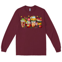 Burgundy school bus coffee cups Long Sleeve Tee - NancyCooperArtShop