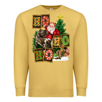 Antique Gold Christmas Trex Ho Ho Ho Santa Premium Sweatshirt - FaDigitalArtStudio