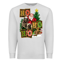 Dove Grey Christmas Trex Ho Ho Ho Santa Premium Sweatshirt - FaDigitalArtStudio