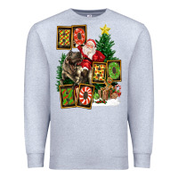 Heather Grey Christmas Trex Ho Ho Ho Santa Premium Sweatshirt - FaDigitalArtStudio