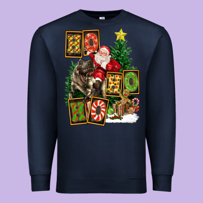 Christmas Trex Ho Ho Ho Santa Premium Sweatshirt Designed By Fadigitalartstudio