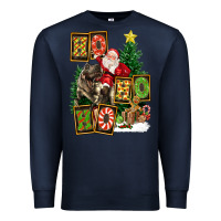 Navy Christmas Trex Ho Ho Ho Santa Premium Sweatshirt - FaDigitalArtStudio