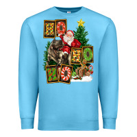 Ocean Blue Christmas Trex Ho Ho Ho Santa Premium Sweatshirt - FaDigitalArtStudio