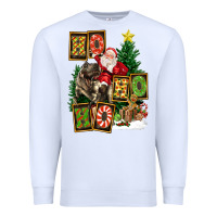 White Christmas Trex Ho Ho Ho Santa Premium Sweatshirt - FaDigitalArtStudio