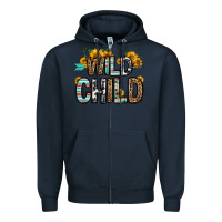 Navy wild child Zipper Hoodie - OliviaCreatesArt