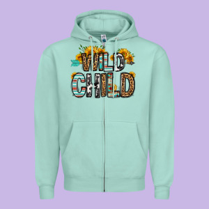 Wild Child Zipper Hoodie Designed By Oliviacreatesart
