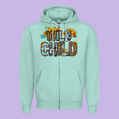 Wild Child Zipper Hoodie Designed By Oliviacreatesart