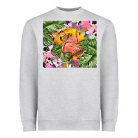 Heather Grey flamingo with leopard Heavyweight Sweatshirt - TumblerDesignByShophia