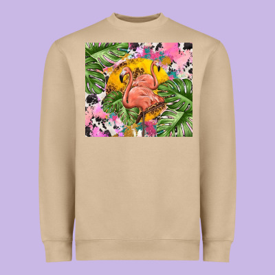 Flamingo With Leopard Heavyweight Sweatshirt Designed By Tumblerdesignbyshophia