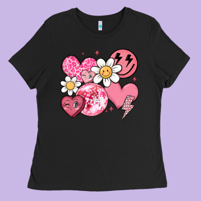 Retro Valentines Day Ladies Tee Designed By Maliassmallbusiness