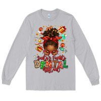 Moon Dust Santa's Favorite Dental Assistant Afro Messy Bun Long Sleeve Tee - texasbilliewilder