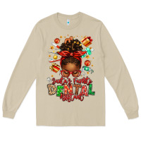 Mushroom Santa's Favorite Dental Assistant Afro Messy Bun Long Sleeve Tee - texasbilliewilder