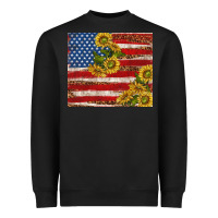 Black American flag sunflowers with leopard Heavyweight Sweatshirt - TumblerDesignByShophia