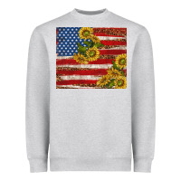 Heather Grey American flag sunflowers with leopard Heavyweight Sweatshirt - TumblerDesignByShophia