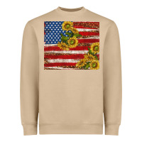 American Flag Sunflowers With Leopard Heavyweight Sweatshirt | Teevron