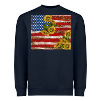 Navy American flag sunflowers with leopard Heavyweight Sweatshirt - TumblerDesignByShophia